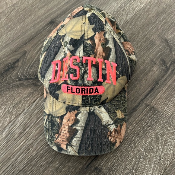 Destin Florida Neon Pink & Camo Baseball Cap - Picture 1 of 3